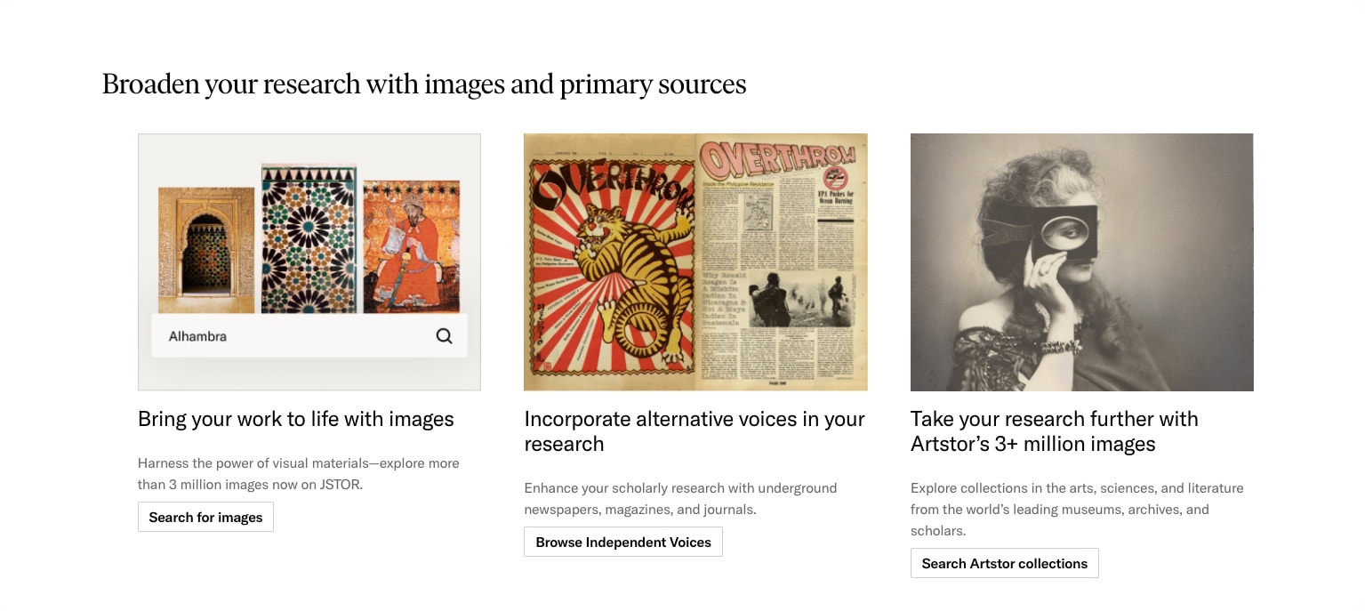 JSTOR Home captured website design