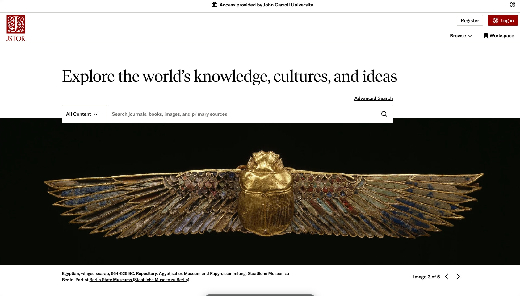 JSTOR Home captured website design