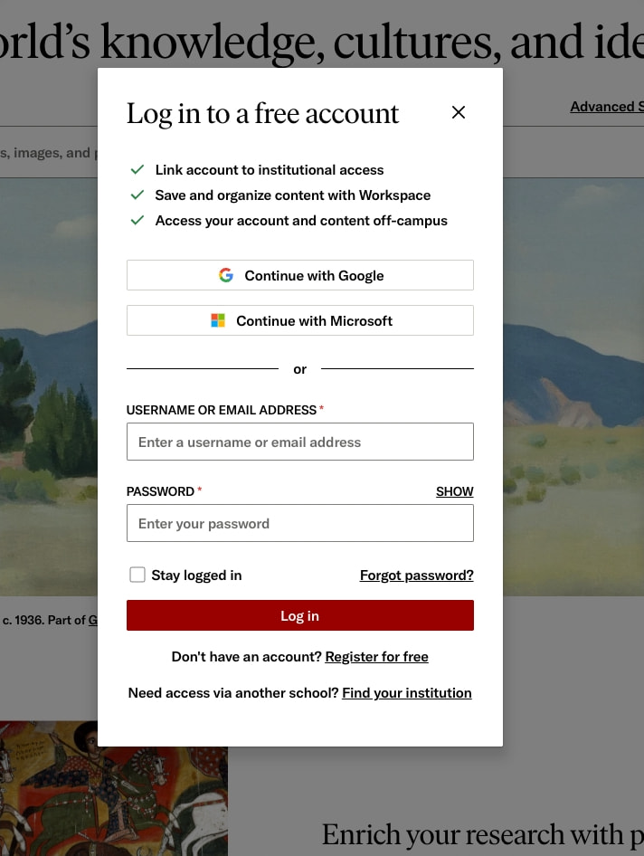 JSTOR Home captured website design