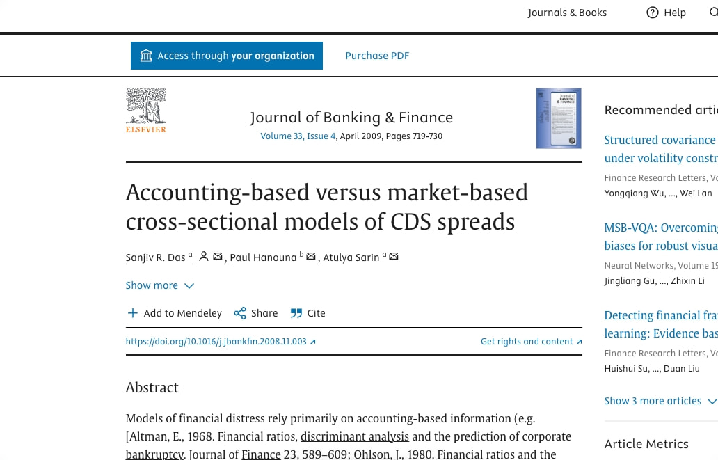 Accounting-based versus market-based cross-sectional models of CDS spreads - ScienceDirect captured website design