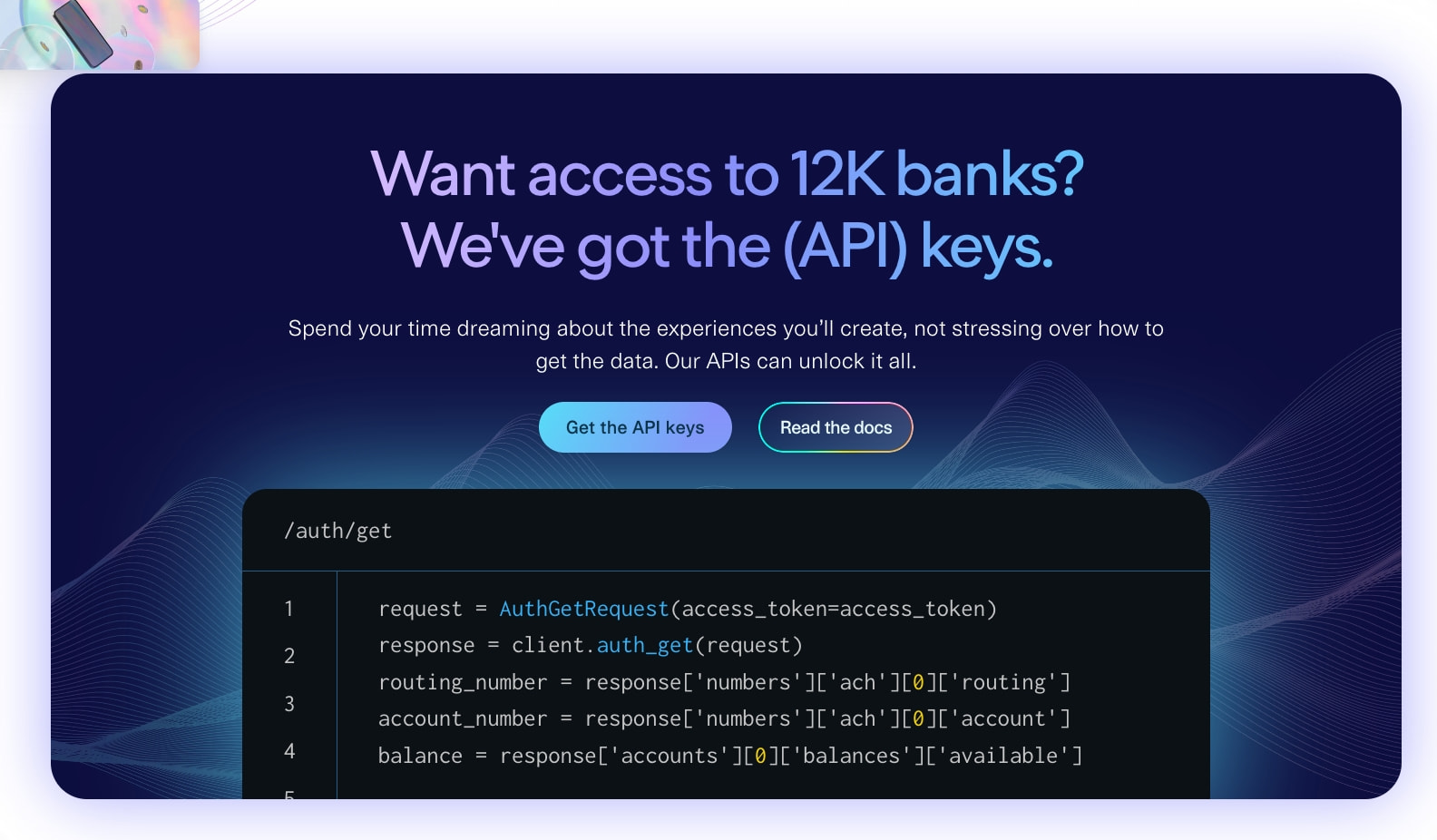 Plaid: Enabling all companies to build fintech solutions captured website design