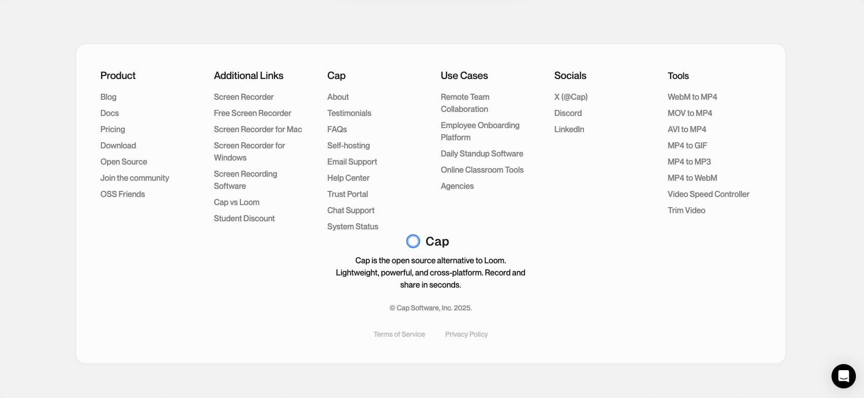 Cap — Beautiful screen recordings, owned by you. captured website design