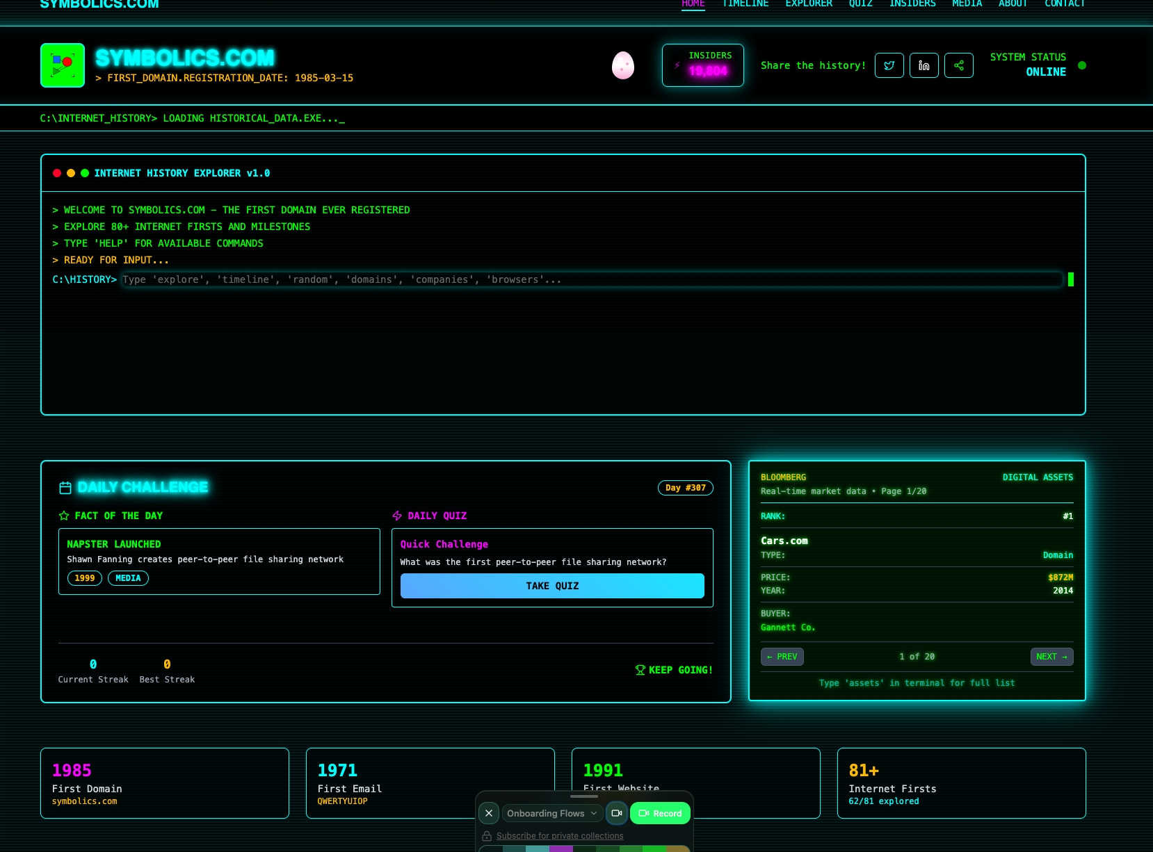 Symbolics.com - The First Domain Name Ever Registered on the Internet captured website design