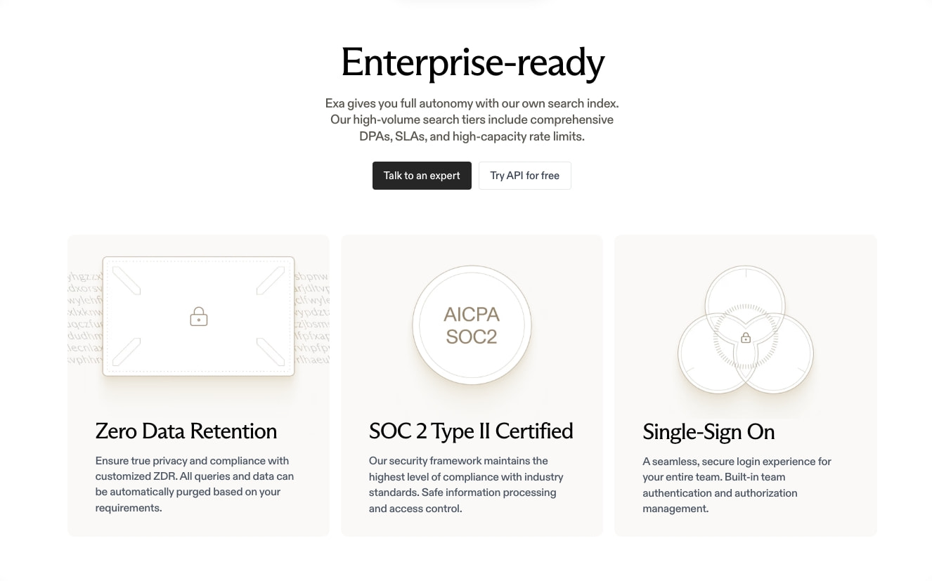 Exa | Web Search API, AI Search Engine, & Website Crawler captured website design