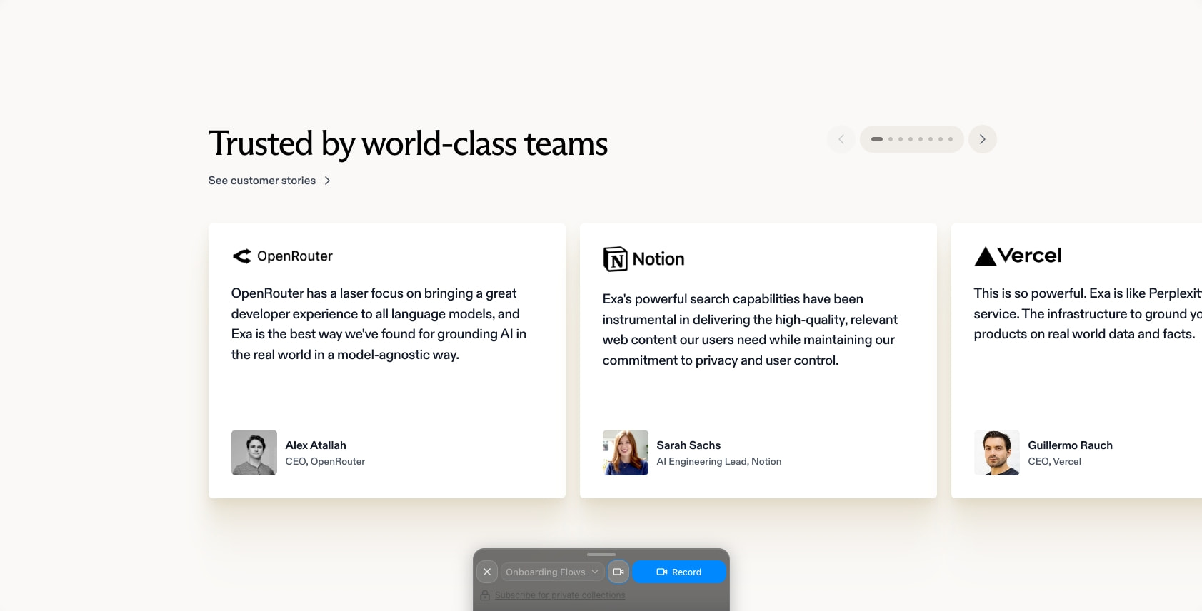 Exa | Web Search API, AI Search Engine, & Website Crawler captured website design