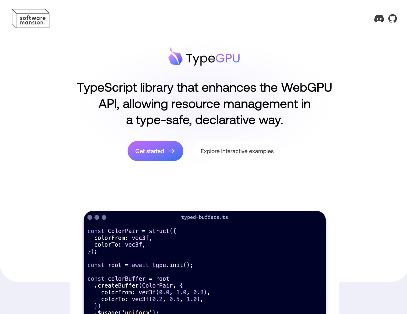 TypeGPU – Type-safe WebGPU toolkit captured website design