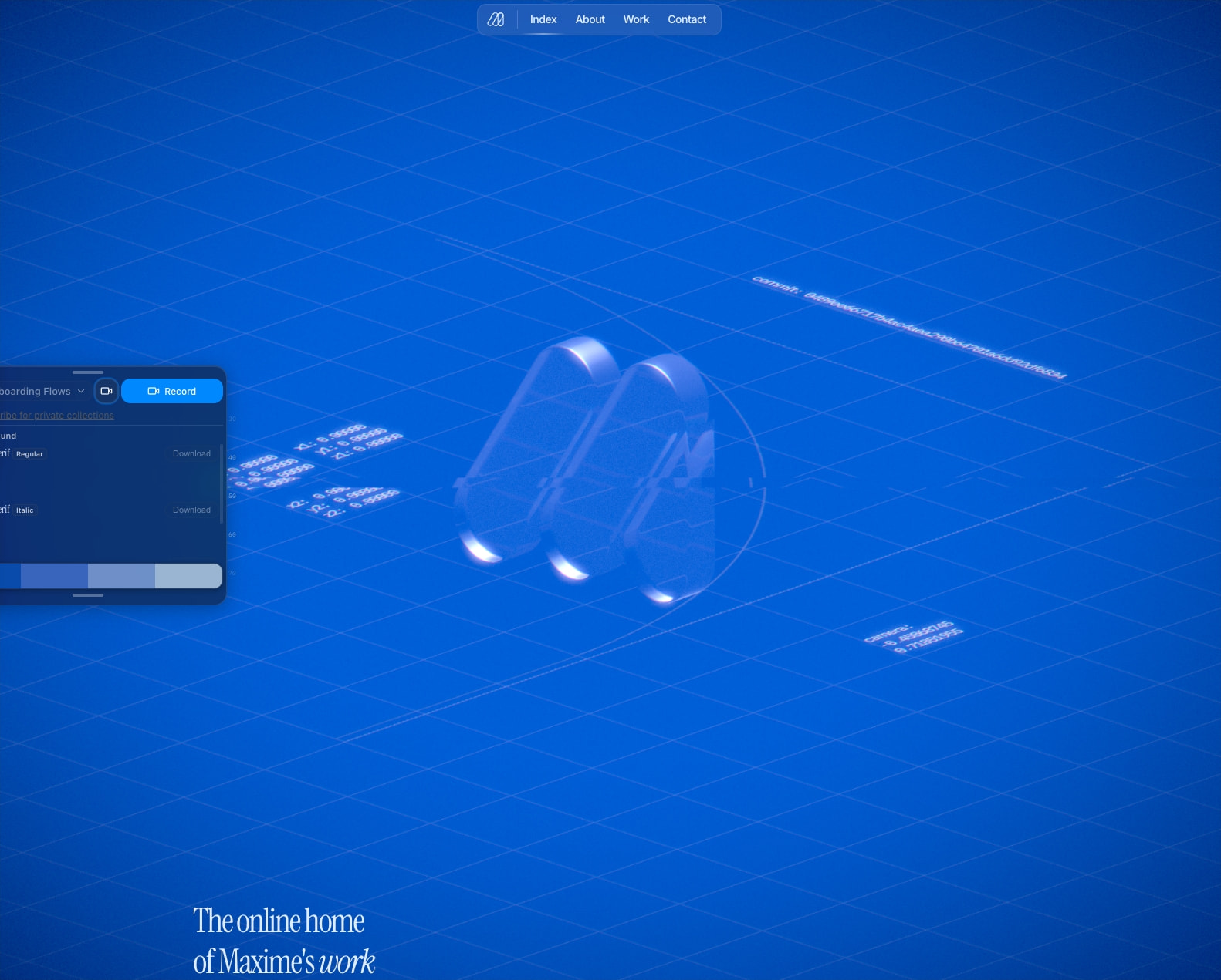 The online home of Maxime's work captured website design