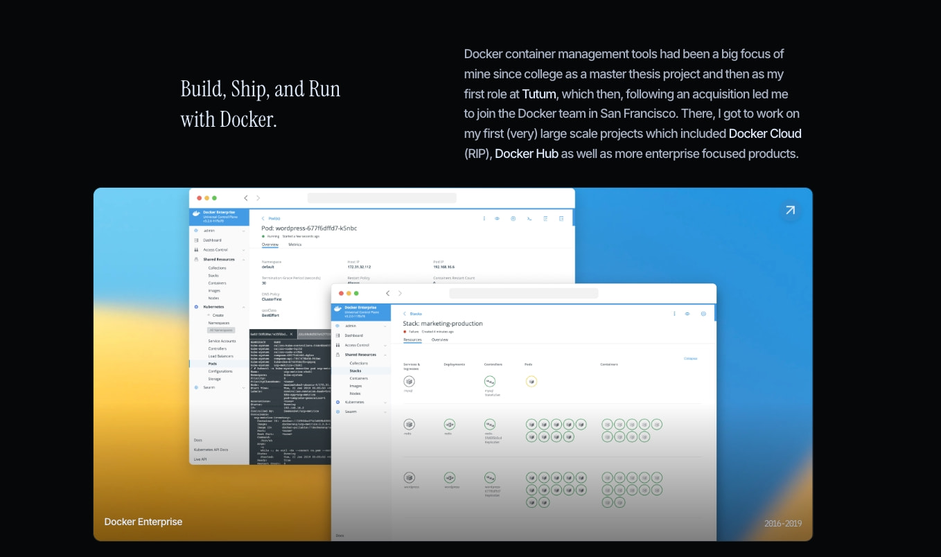The online home of Maxime's work captured website design