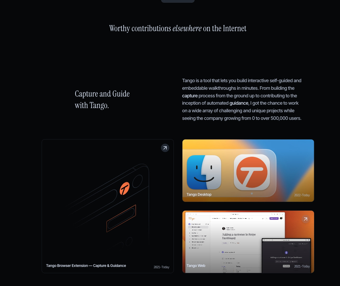 The online home of Maxime's work captured website design