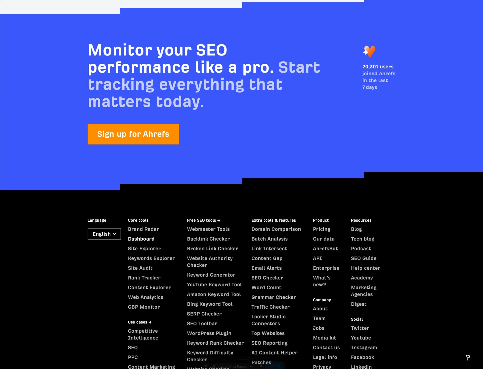 Ahrefs SEO Dashboard: Track SEO Performance & Progress captured website design