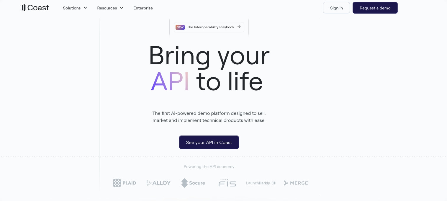 Coast | The API Go-to-Market Platform captured website design