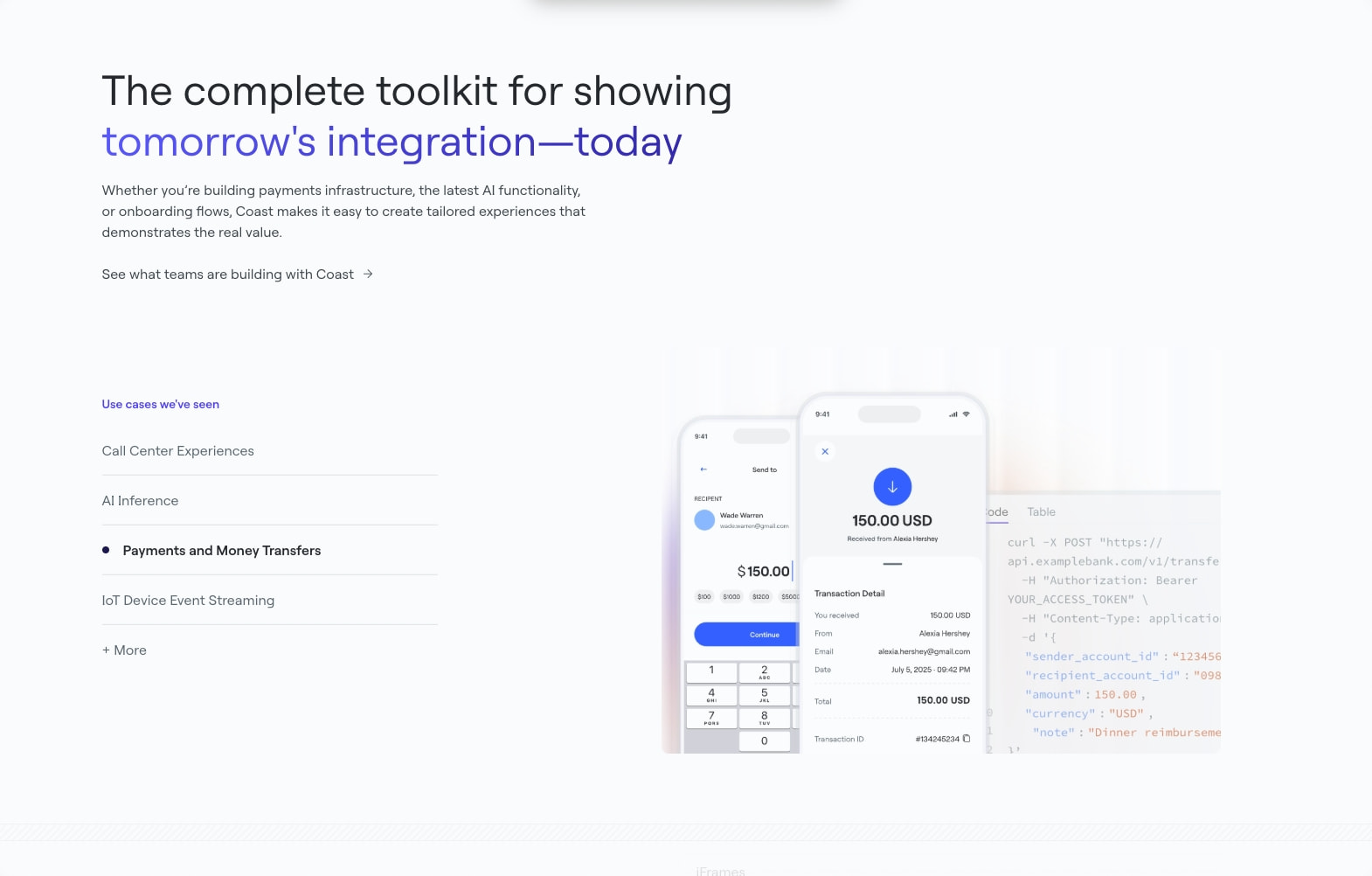 Coast | The API Go-to-Market Platform captured website design