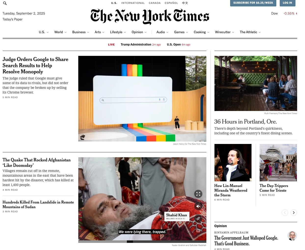 The New York Times - Breaking News, US News, World News and Videos captured website design