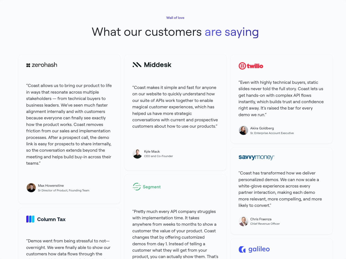 Coast | The API Go-to-Market Platform captured website design