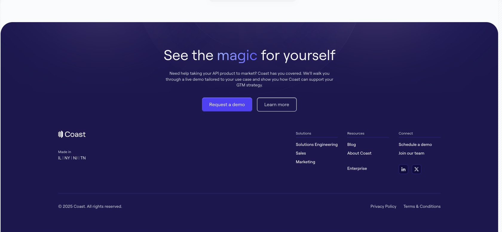 Coast | The API Go-to-Market Platform captured website design