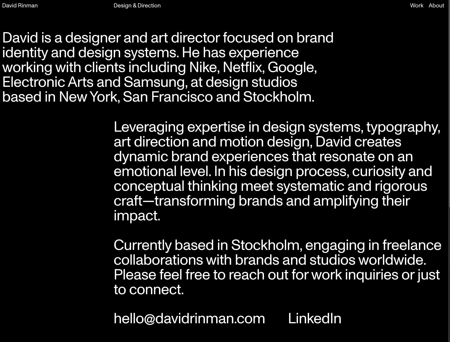 About - David Rinman captured website design