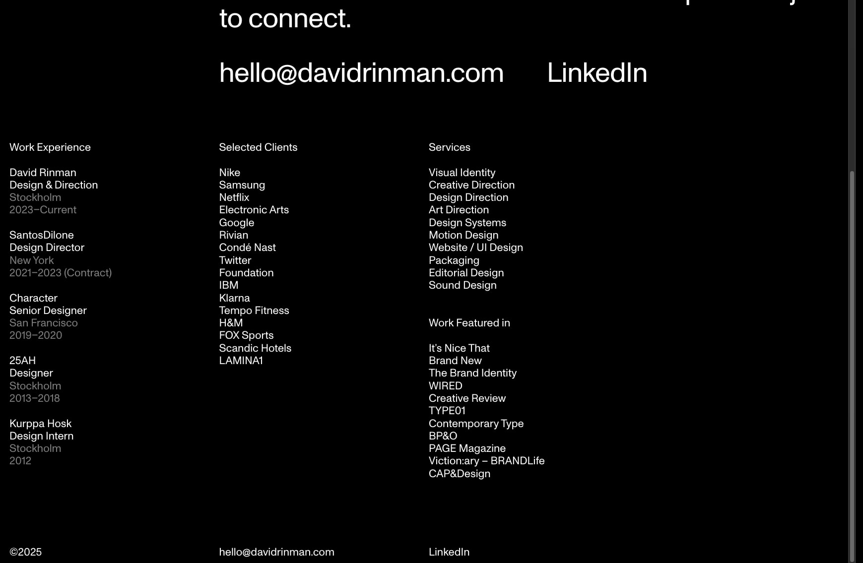 About - David Rinman captured website design