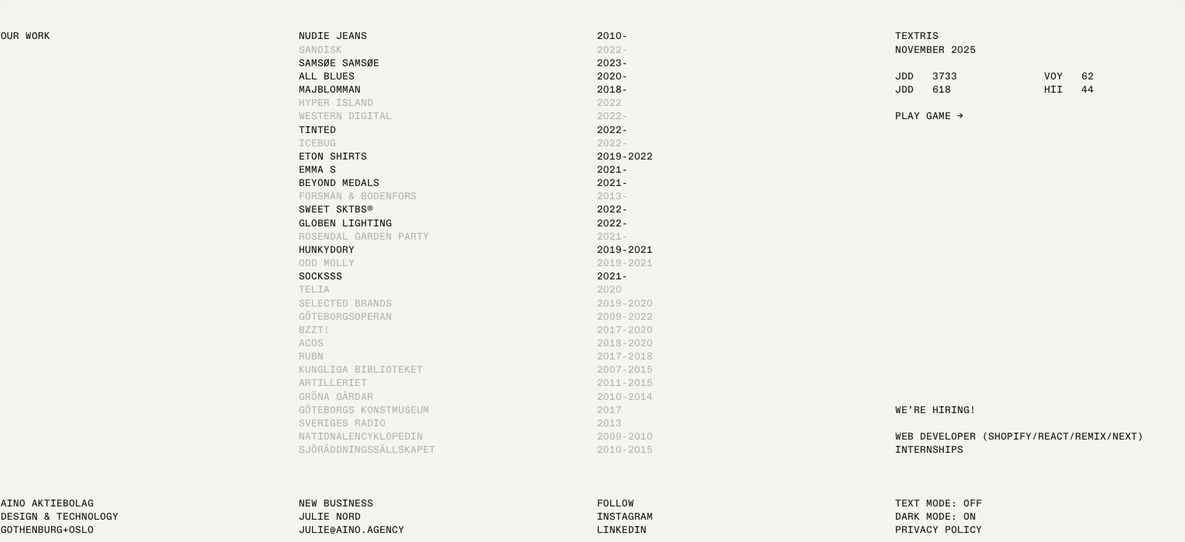 Aino — Design and Technology Agency captured website design