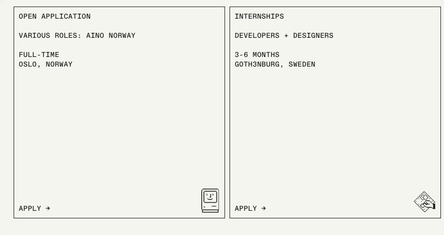 Careers — Aino captured website design