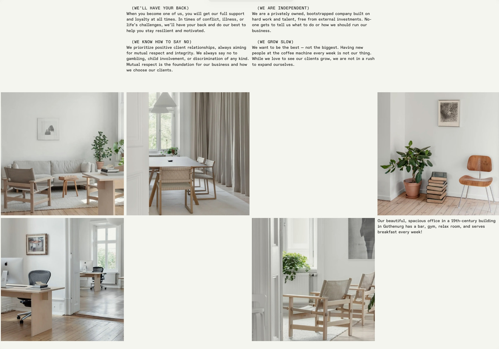 Internships — Aino captured website design
