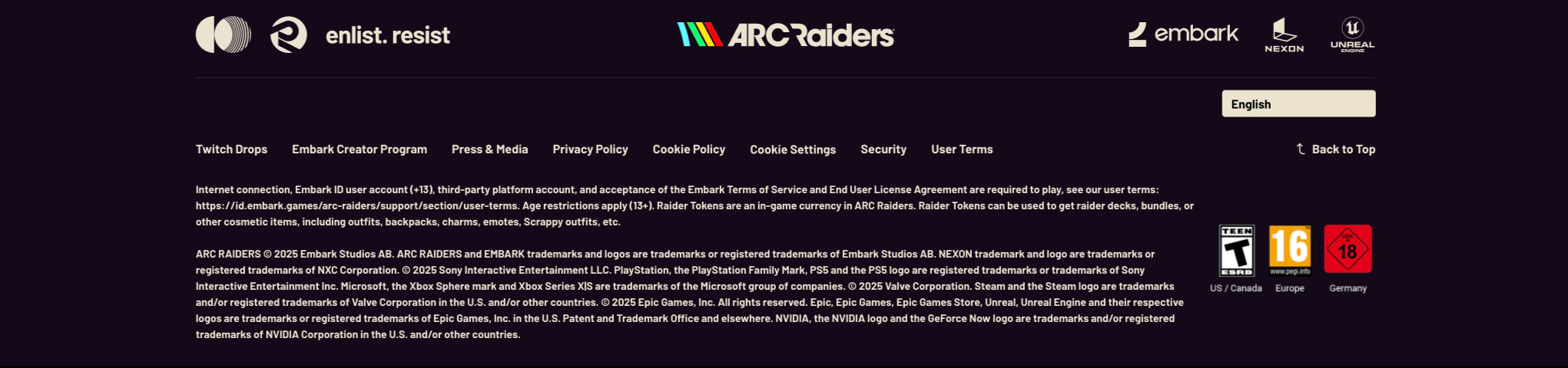 ARC Raiders captured website design