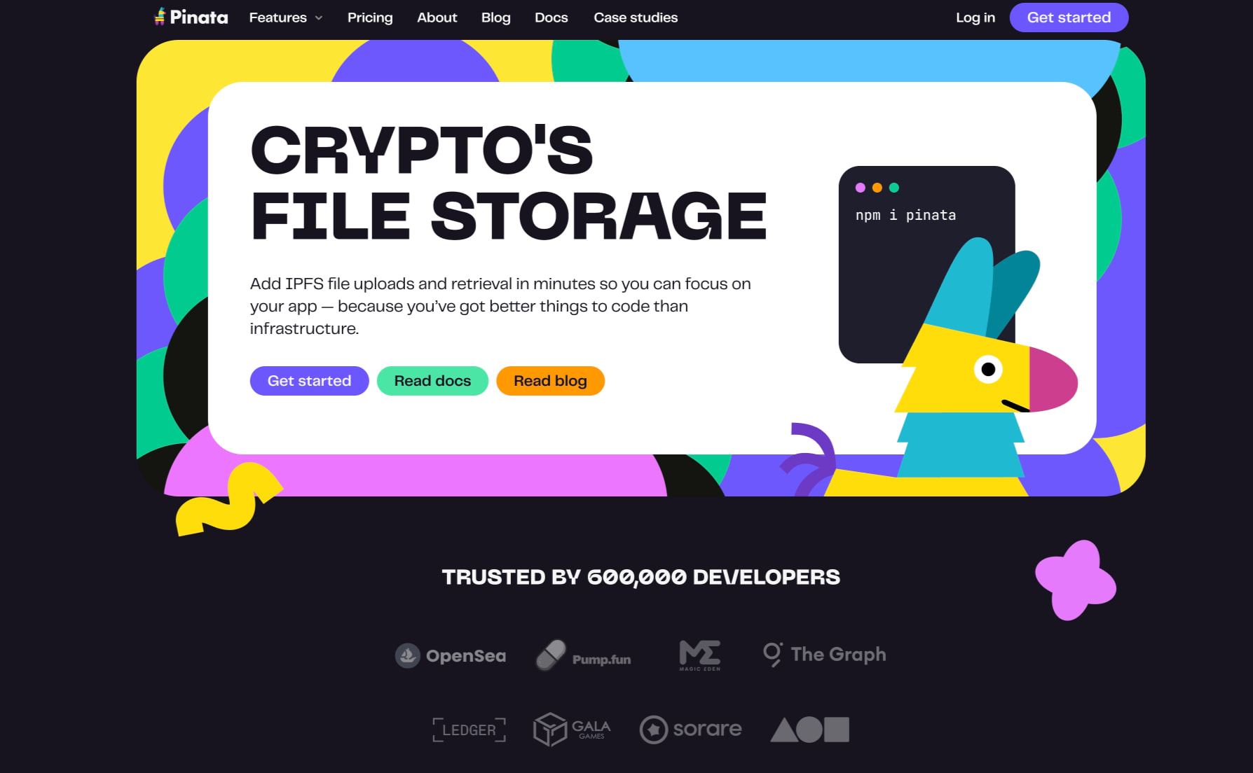 Pinata | Crypto's file storage captured website design