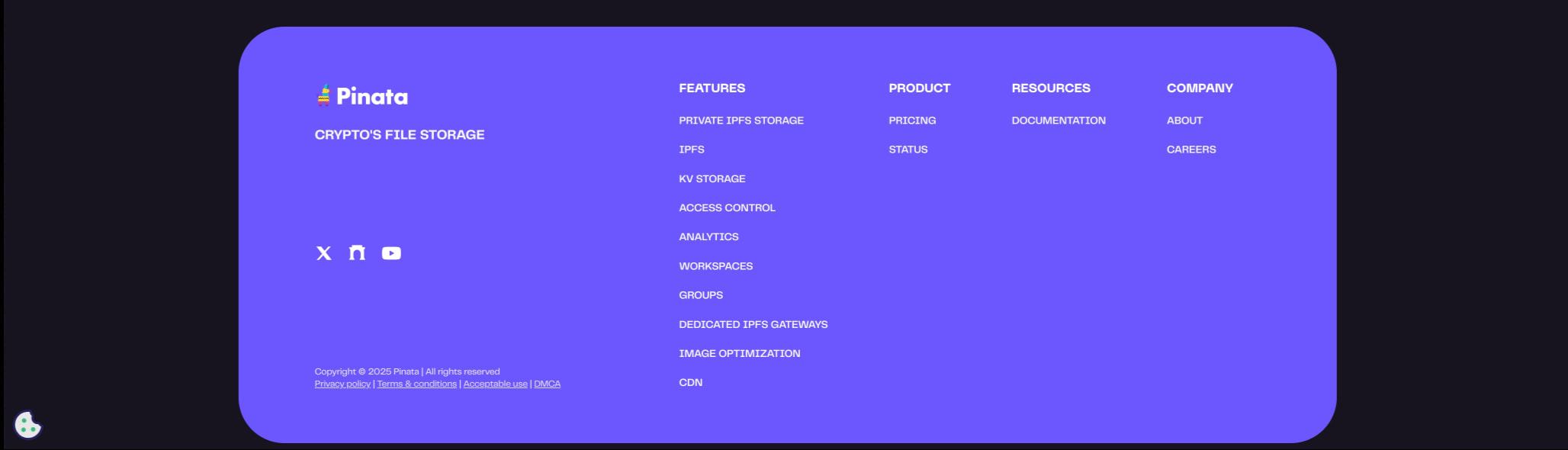 Pinata | Crypto's file storage captured website design