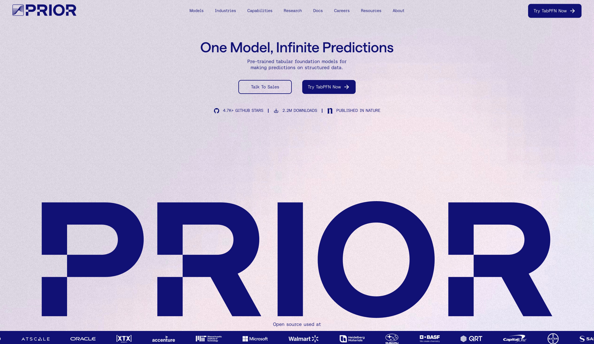 Prior Labs captured website design