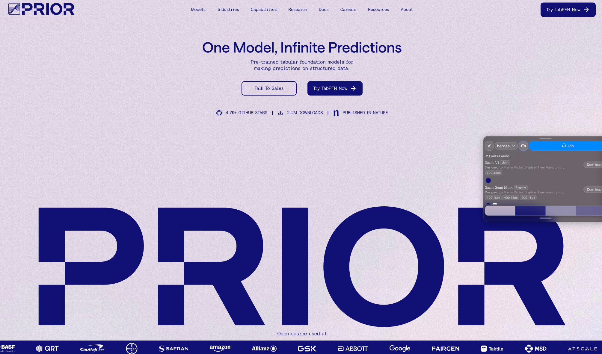 Prior Labs captured website design