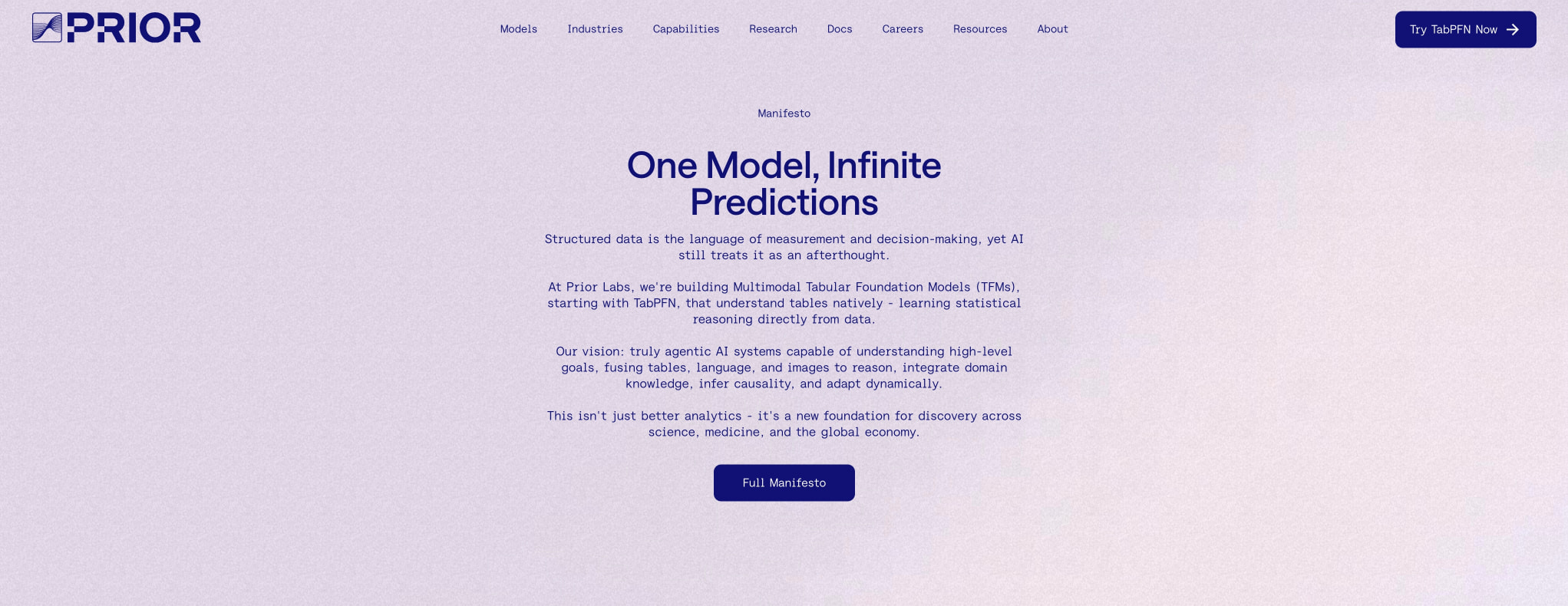 About | Prior Labs captured website design