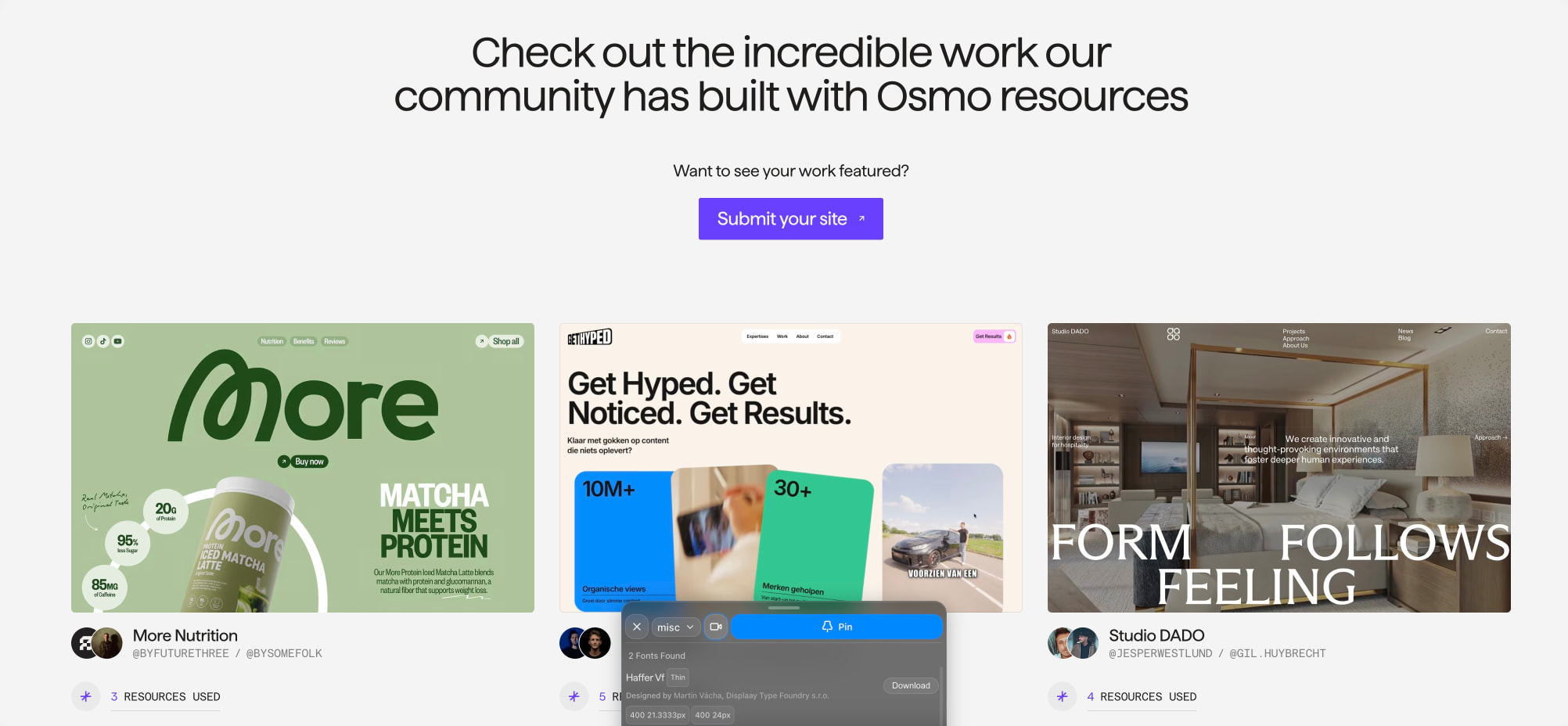 Osmo Showcase - Osmo captured website design