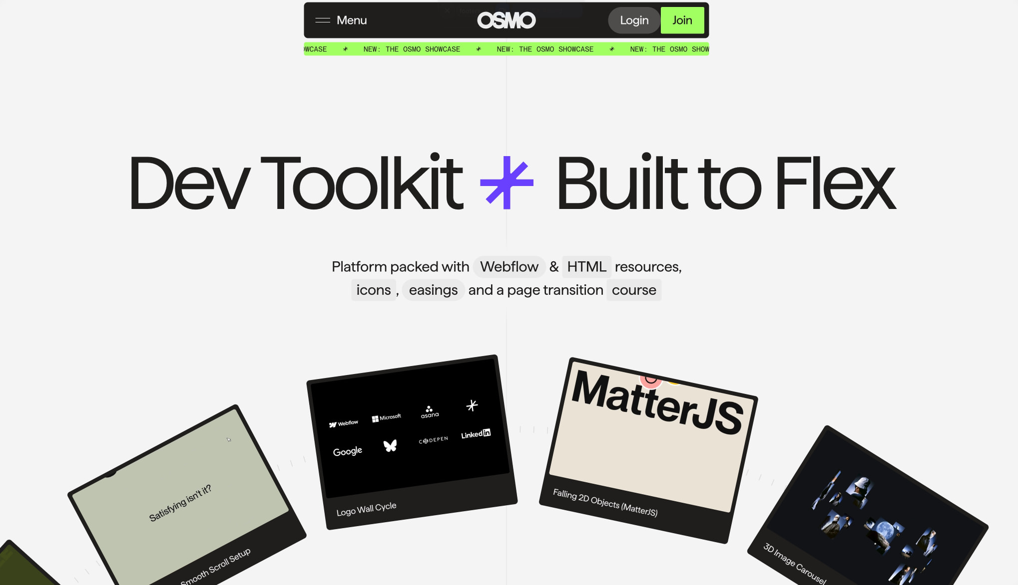 Osmo - Dev Toolkit Built to Flex captured website design
