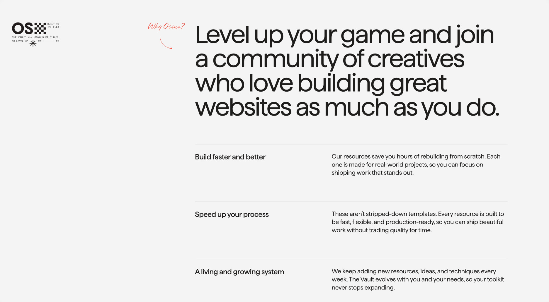 Osmo - Dev Toolkit Built to Flex captured website design