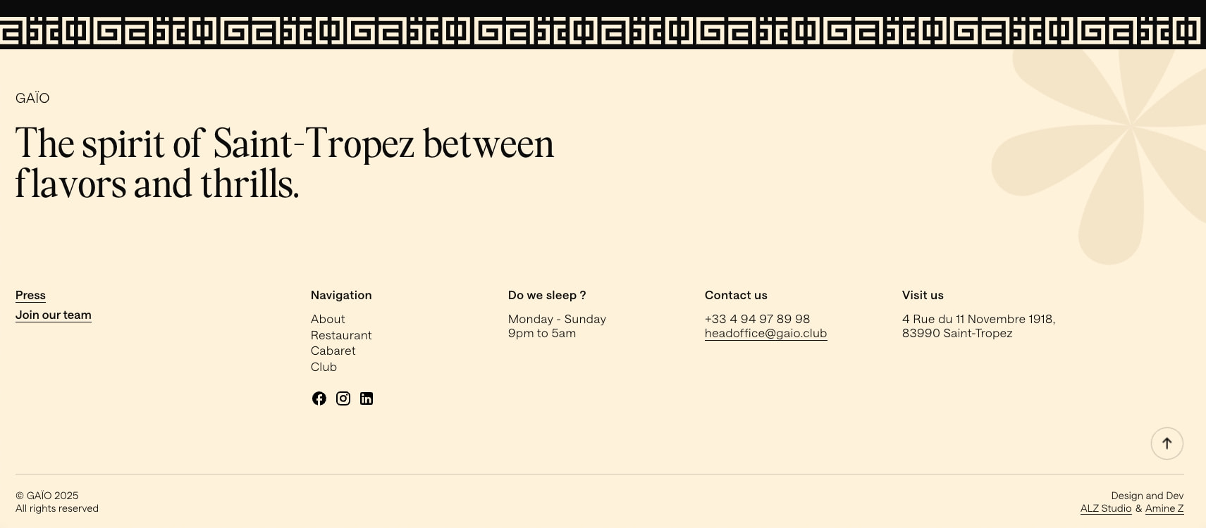 GAÏO - Restaurant, Cabaret et Club captured website design