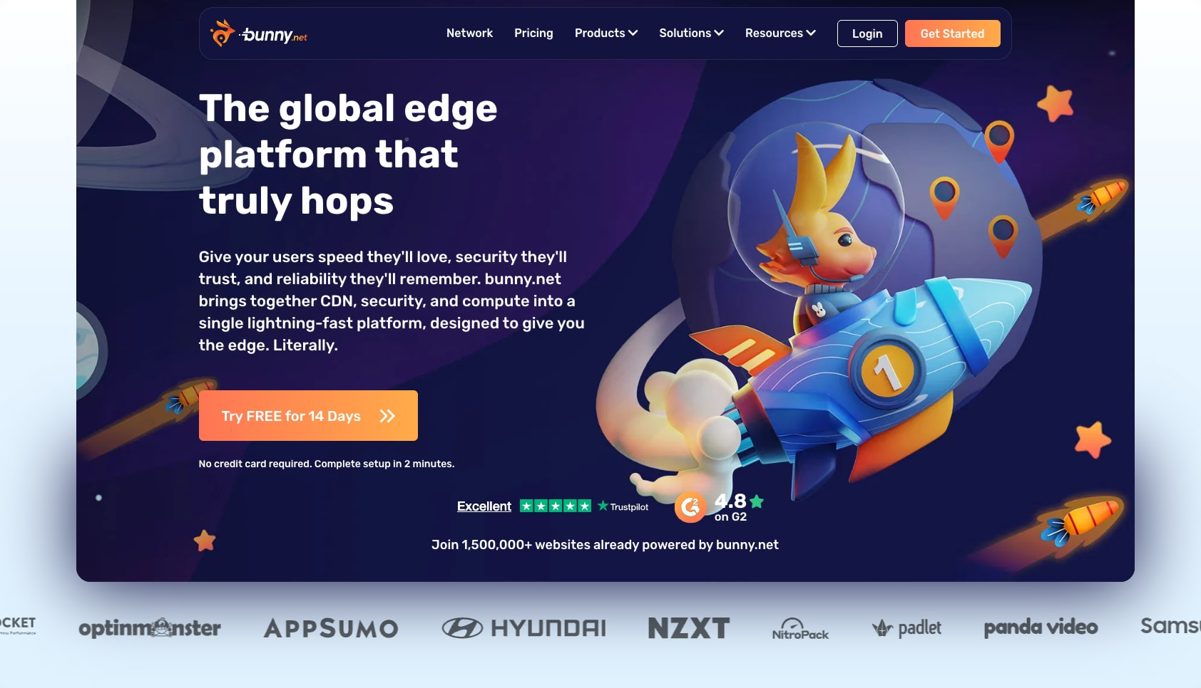 bunny.net - The Global Edge Platform that truly Hops captured website design