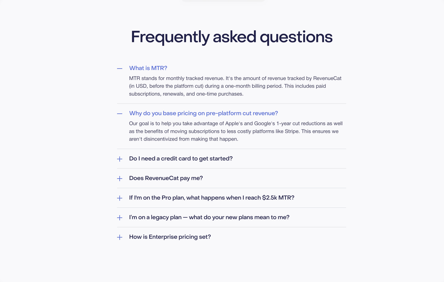 Pricing & Plans – RevenueCat captured website design