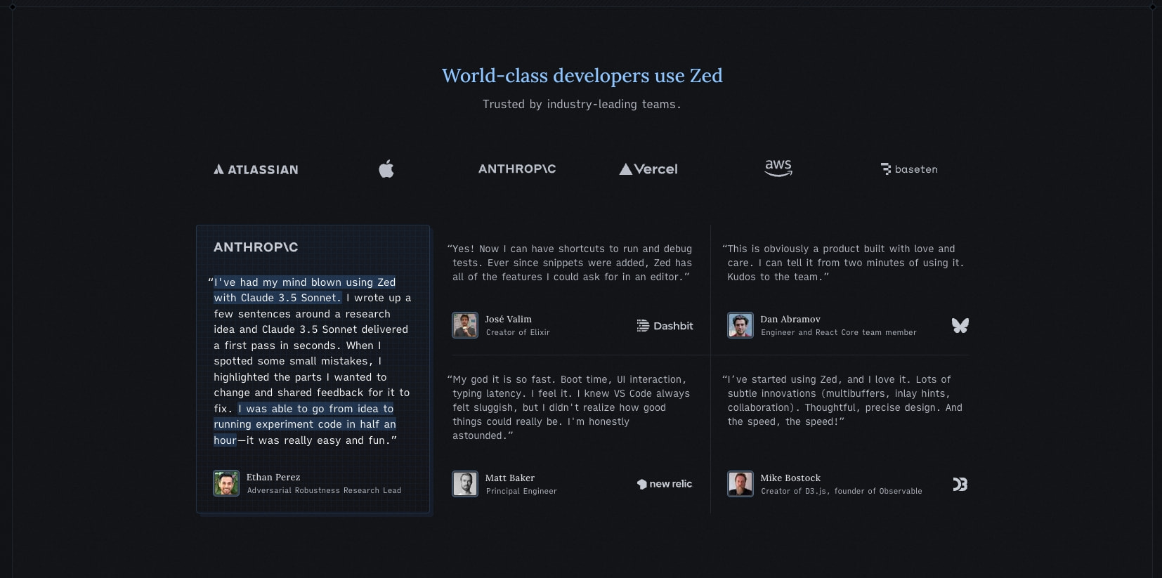 Zed — The editor for what's next captured website design