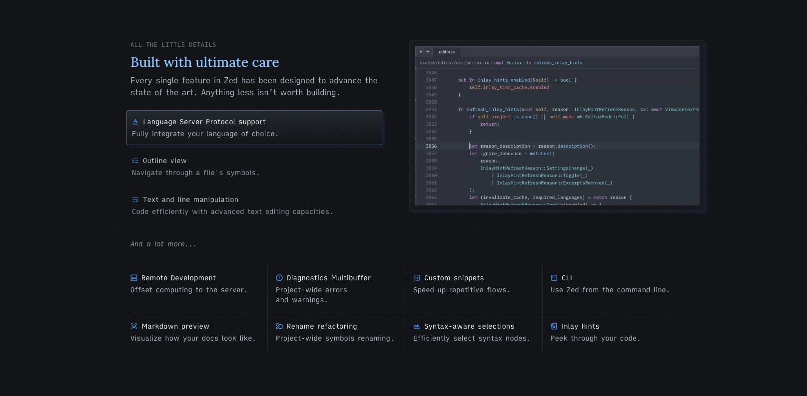 Zed — The editor for what's next captured website design