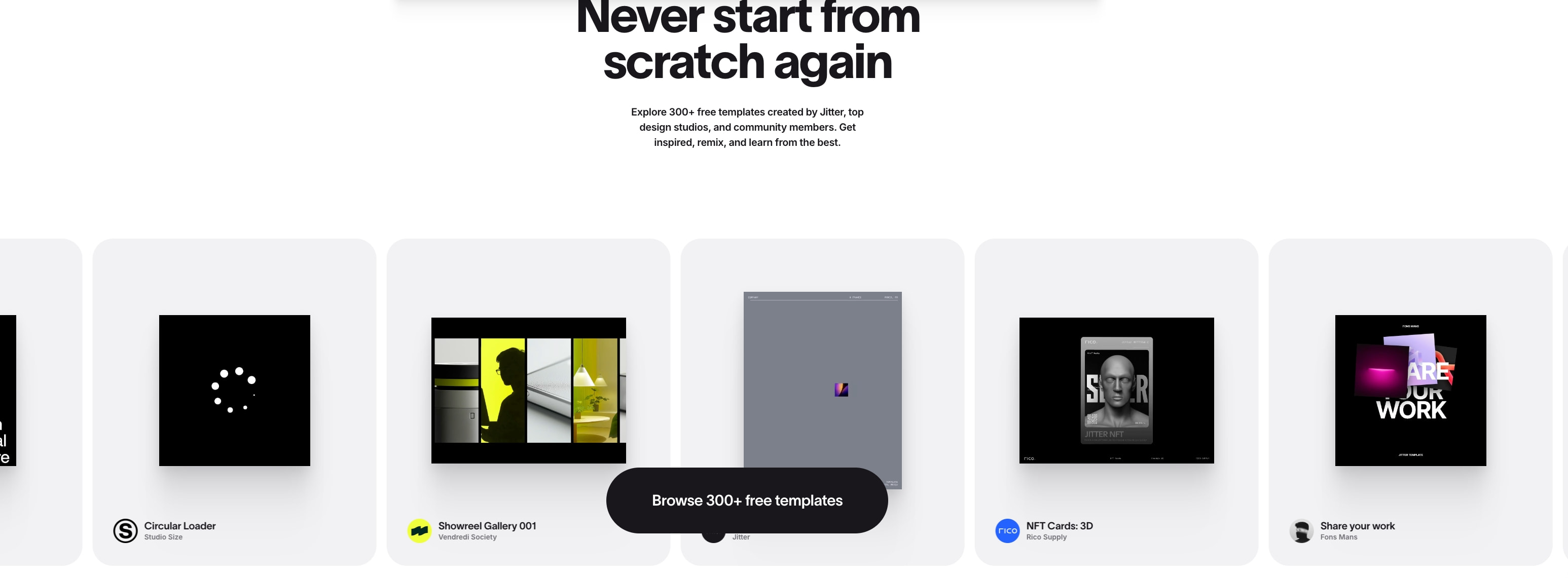 Jitter · A fast and simple motion design tool on the web captured website design
