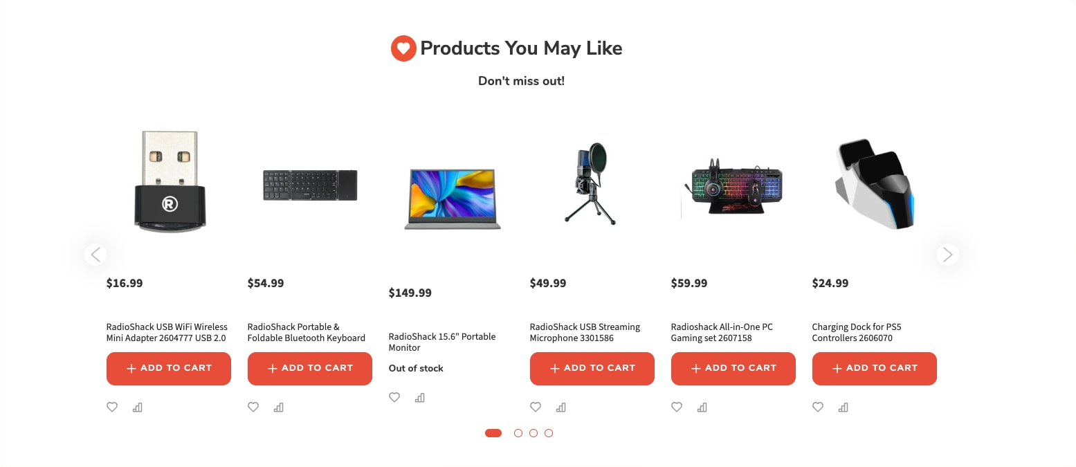 RadioShack captured website design