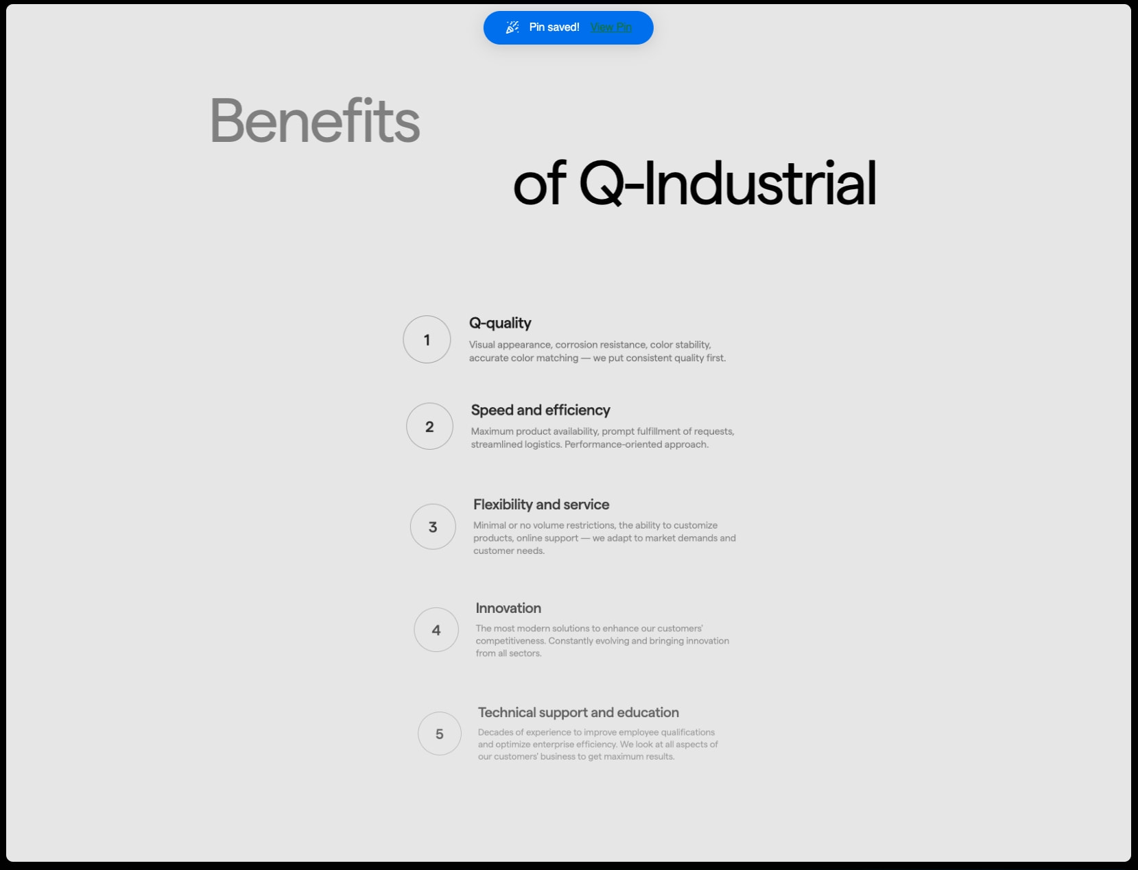 Q-Industrial captured website design