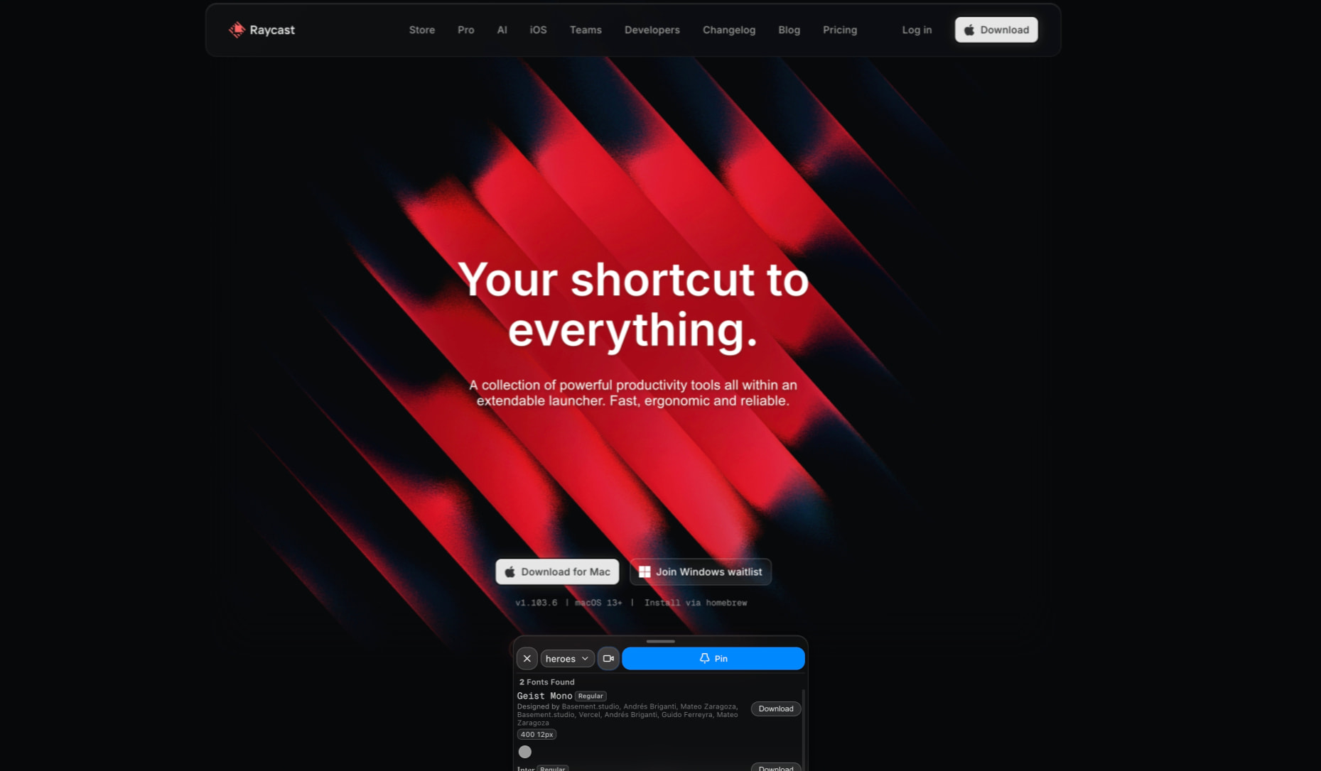 Raycast - Your shortcut to everything captured website design