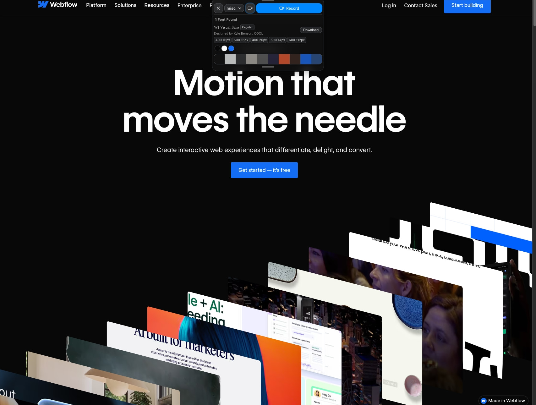 Build web animations visually with Webflow Interactions captured website design
