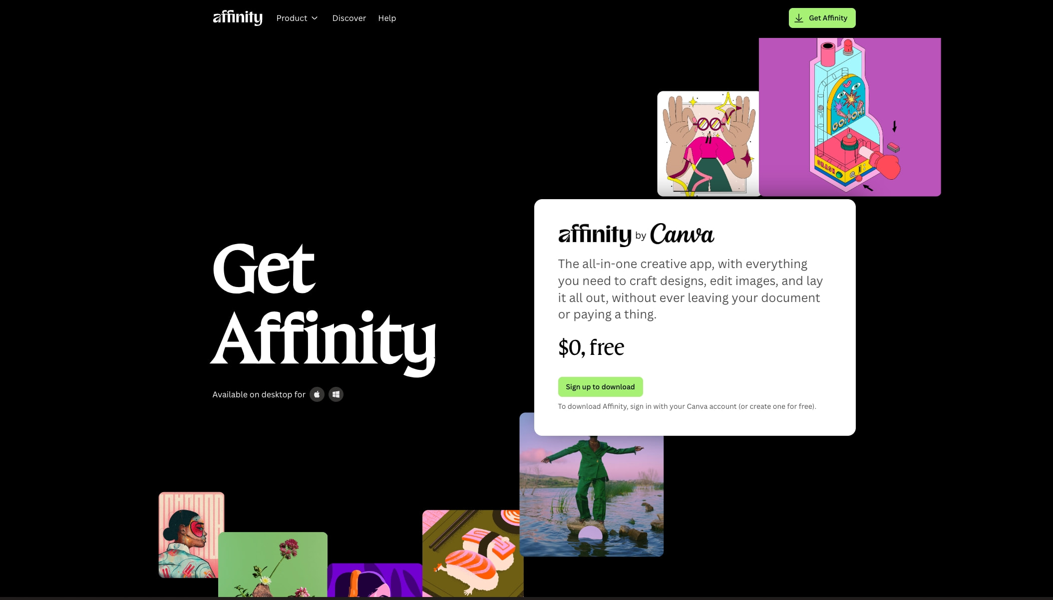 Get Affinity | Pro Power with No Strings Attached captured website design