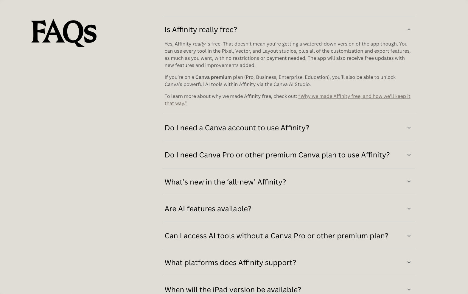 Get Affinity | Pro Power with No Strings Attached captured website design