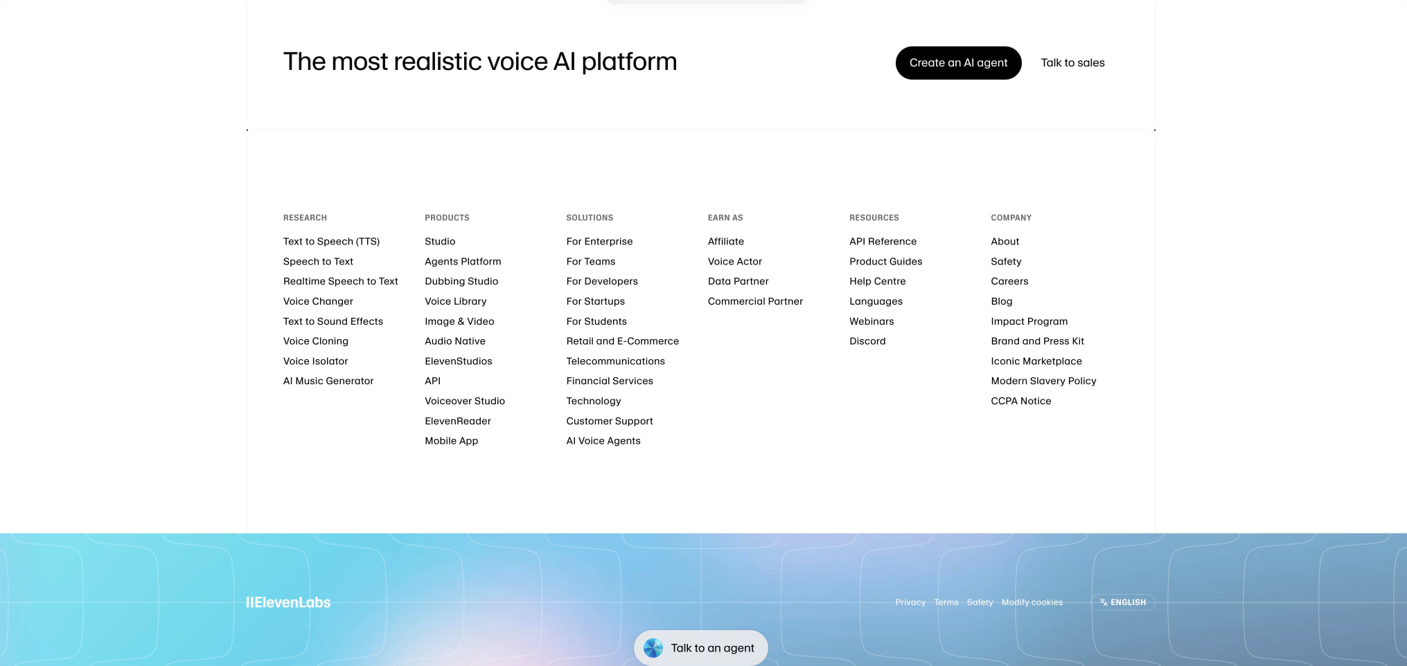 Conversational AI Agent Platform for Real-Time Voice & Chat captured website design