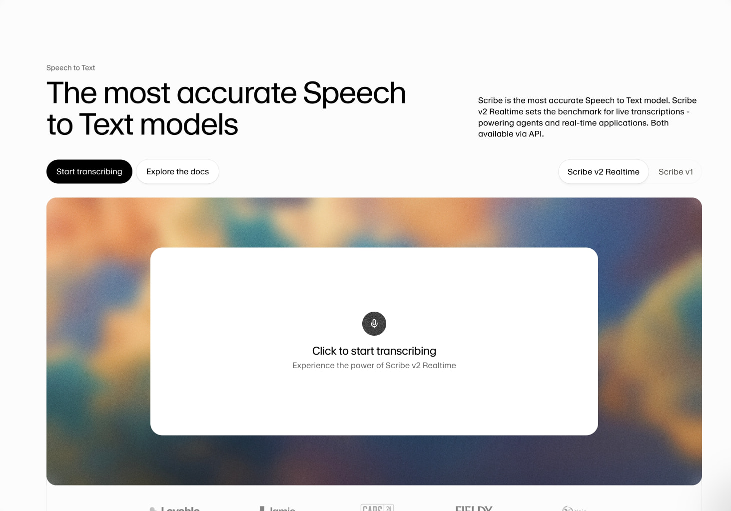 Speech to Text — Most Accurate Speech to Text Model captured website design