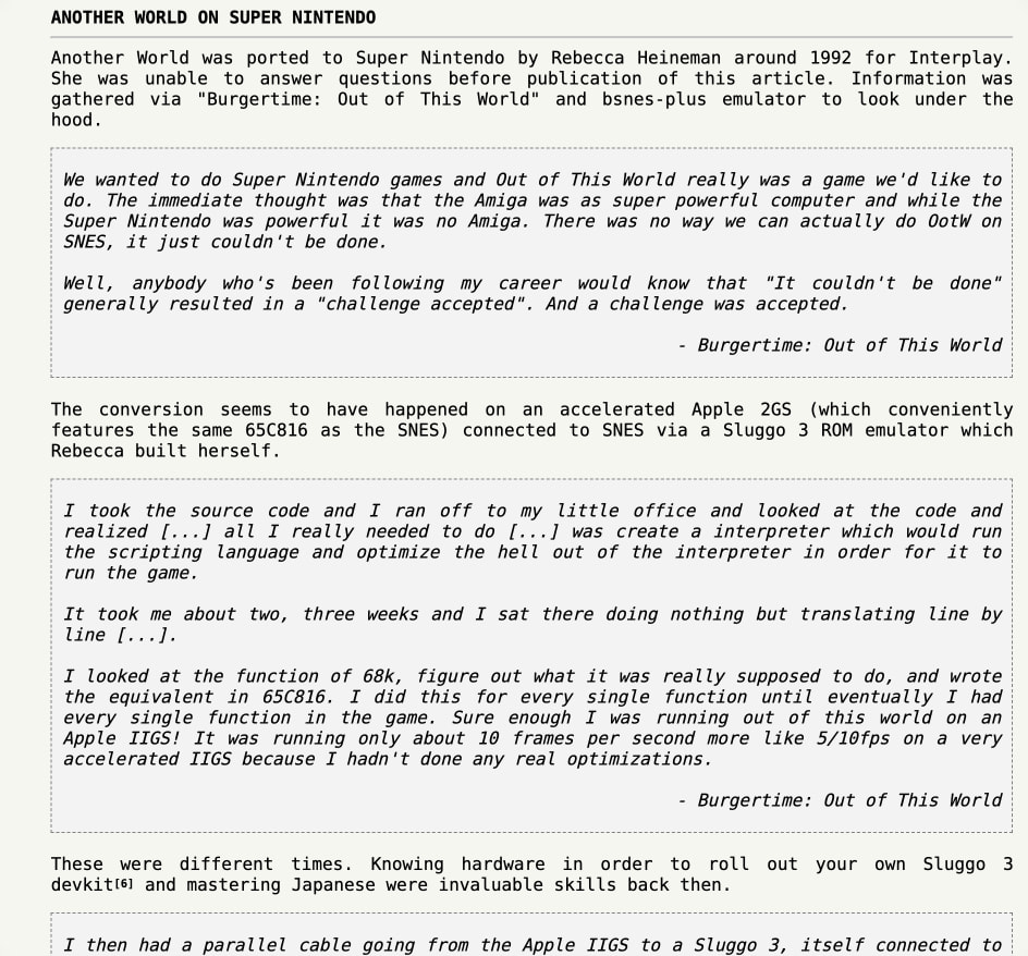 The polygons of Another World: Super Nintendo captured website design