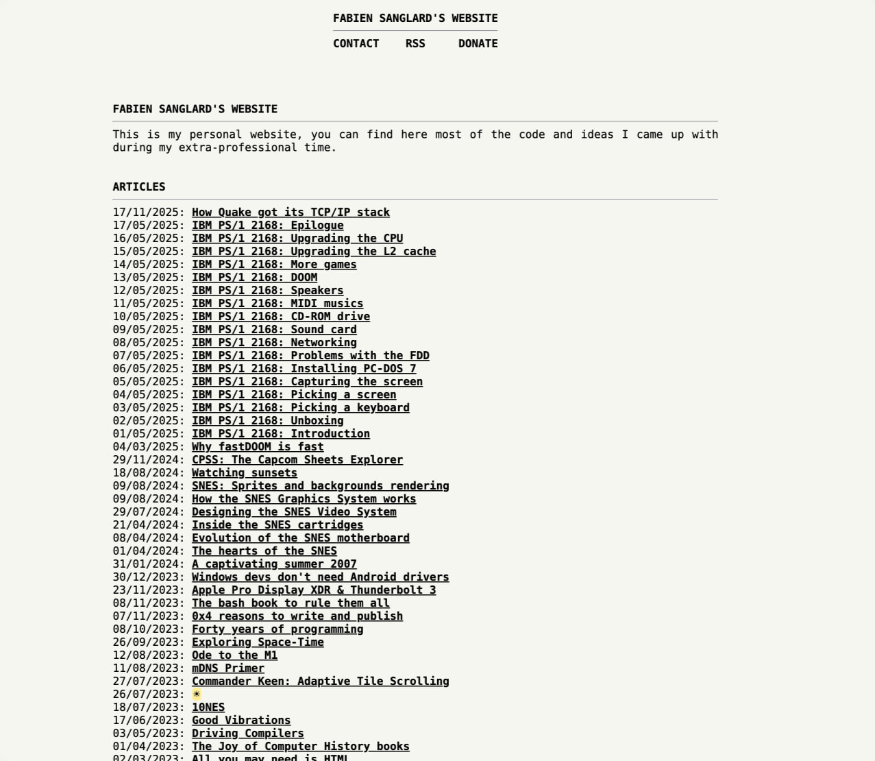 Fabien Sanglard's Website captured website design