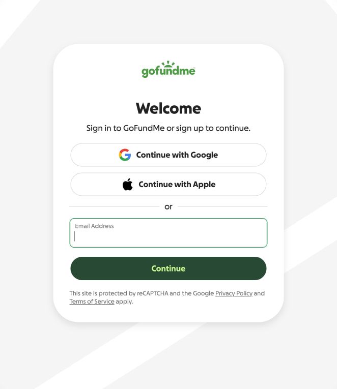 Sign In | GoFundMe captured website design
